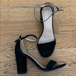 Faux suede block heels